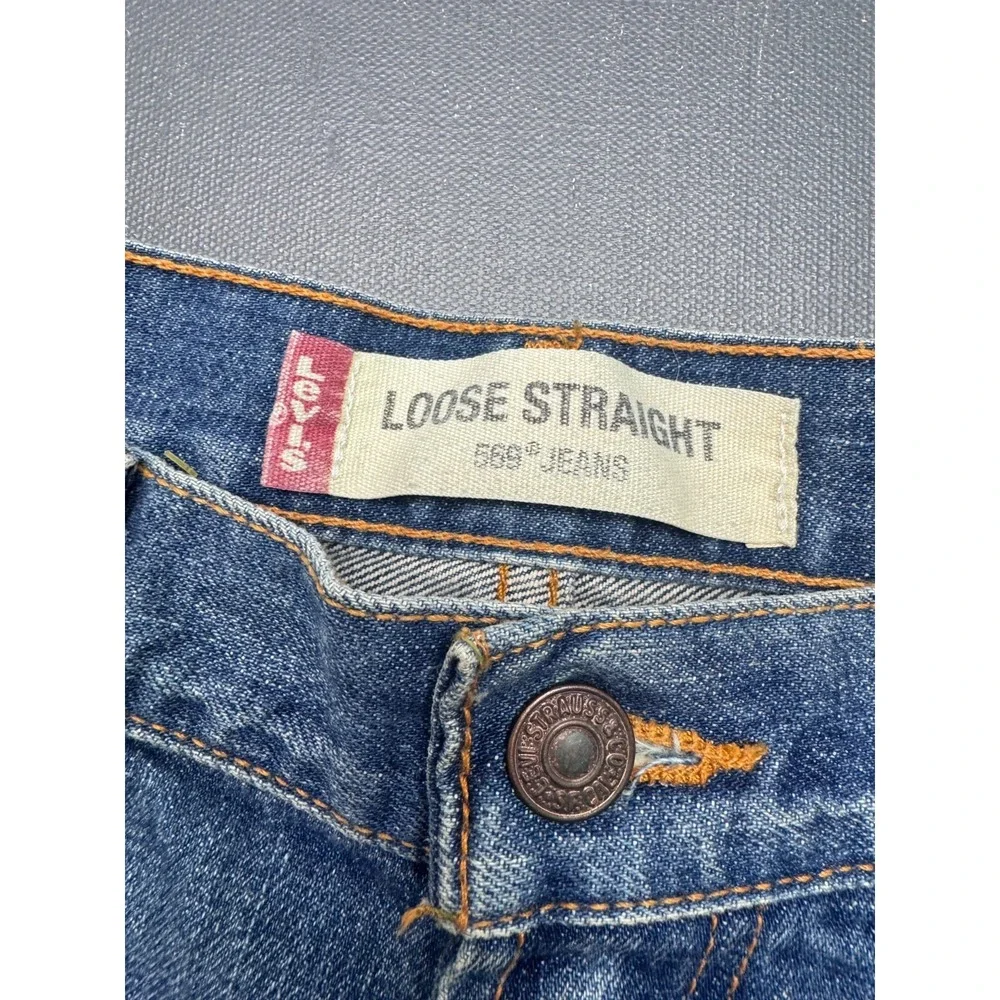 Levi's Men's Size W34 L32 Blue 569 Loose Straight Jeans Medium Wash Denim Casual